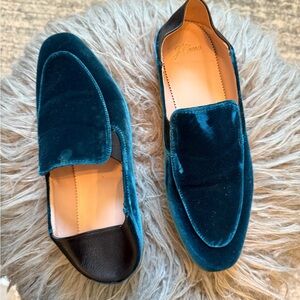 J. Crew slip on Velvet Loafers - Teal